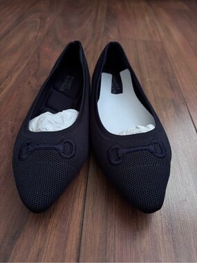Women’s Navy Pointed Knit Flats